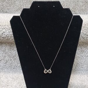 Elegant Silver Tiffany Heart Infinity Necklace Authentic